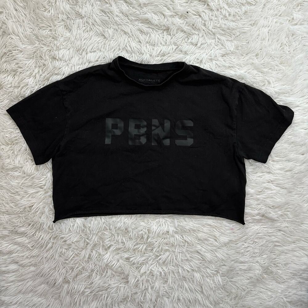Alphalete Women’s Cropped Black Short Sleeve PBNS Shirt Size Medium
